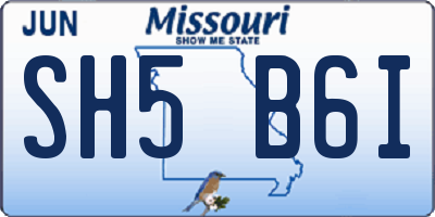 MO license plate SH5B6I
