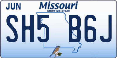 MO license plate SH5B6J