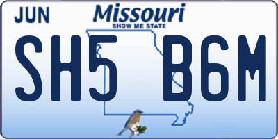 MO license plate SH5B6M