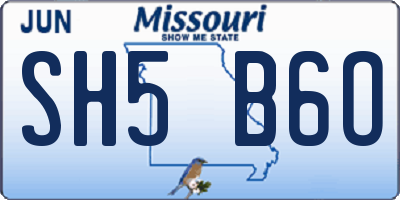 MO license plate SH5B6O