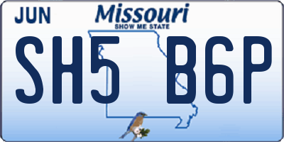 MO license plate SH5B6P