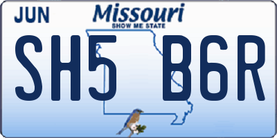 MO license plate SH5B6R