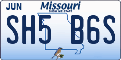 MO license plate SH5B6S