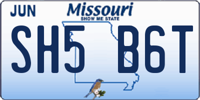 MO license plate SH5B6T