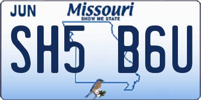 MO license plate SH5B6U