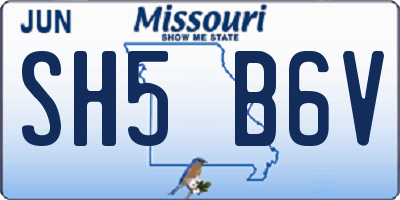 MO license plate SH5B6V