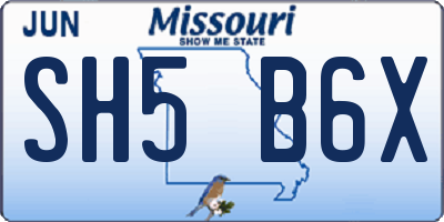 MO license plate SH5B6X