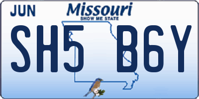 MO license plate SH5B6Y