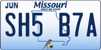 MO license plate SH5B7A