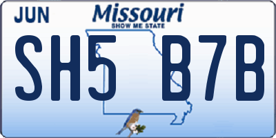 MO license plate SH5B7B