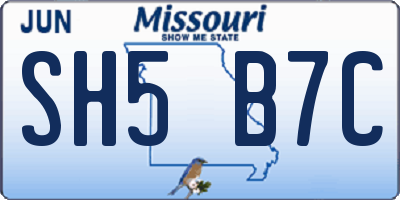 MO license plate SH5B7C