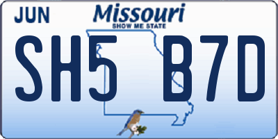 MO license plate SH5B7D