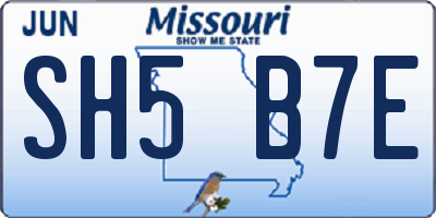 MO license plate SH5B7E