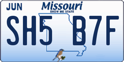MO license plate SH5B7F