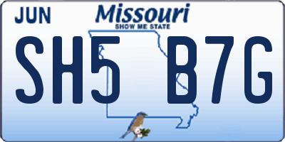 MO license plate SH5B7G