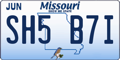 MO license plate SH5B7I