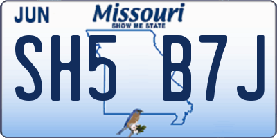 MO license plate SH5B7J