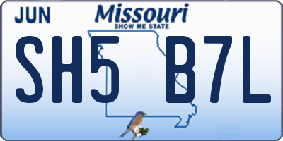 MO license plate SH5B7L