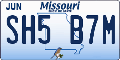 MO license plate SH5B7M