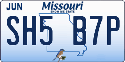 MO license plate SH5B7P
