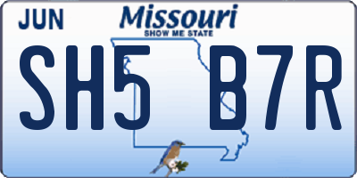 MO license plate SH5B7R