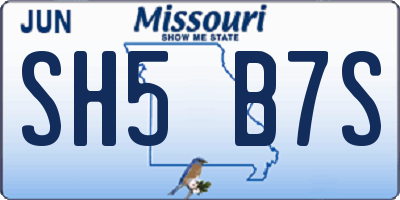 MO license plate SH5B7S