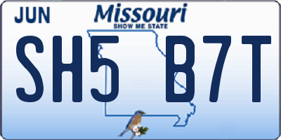 MO license plate SH5B7T