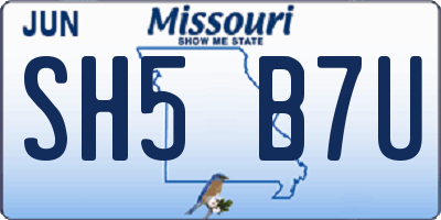 MO license plate SH5B7U