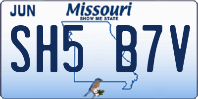 MO license plate SH5B7V