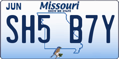 MO license plate SH5B7Y