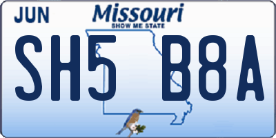 MO license plate SH5B8A