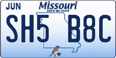 MO license plate SH5B8C