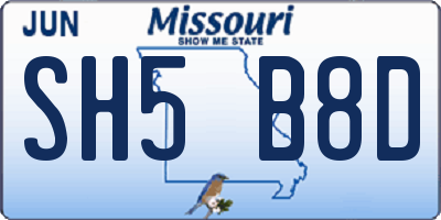 MO license plate SH5B8D