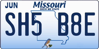 MO license plate SH5B8E