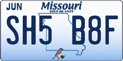 MO license plate SH5B8F