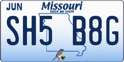 MO license plate SH5B8G
