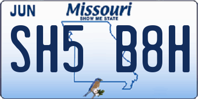 MO license plate SH5B8H