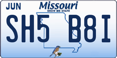 MO license plate SH5B8I