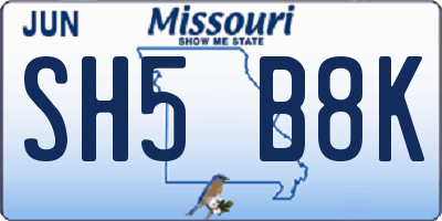 MO license plate SH5B8K