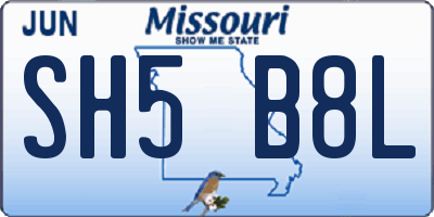 MO license plate SH5B8L