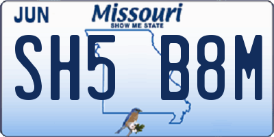 MO license plate SH5B8M