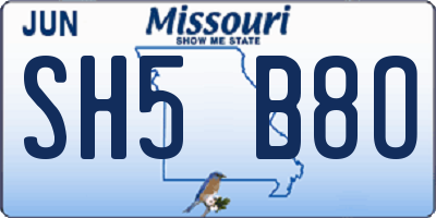 MO license plate SH5B8O