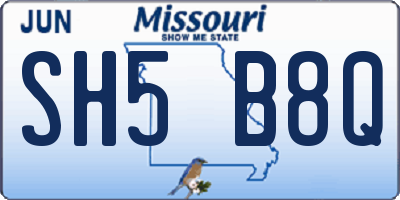 MO license plate SH5B8Q