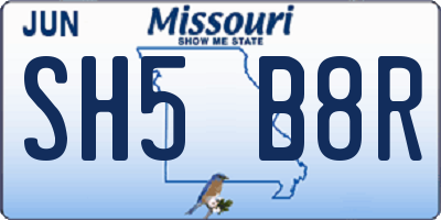 MO license plate SH5B8R