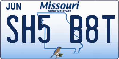 MO license plate SH5B8T