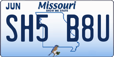 MO license plate SH5B8U
