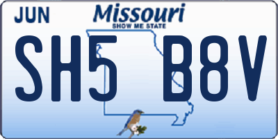 MO license plate SH5B8V