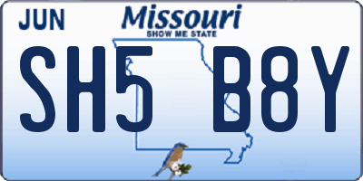 MO license plate SH5B8Y
