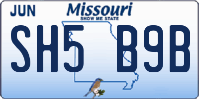 MO license plate SH5B9B