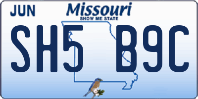 MO license plate SH5B9C